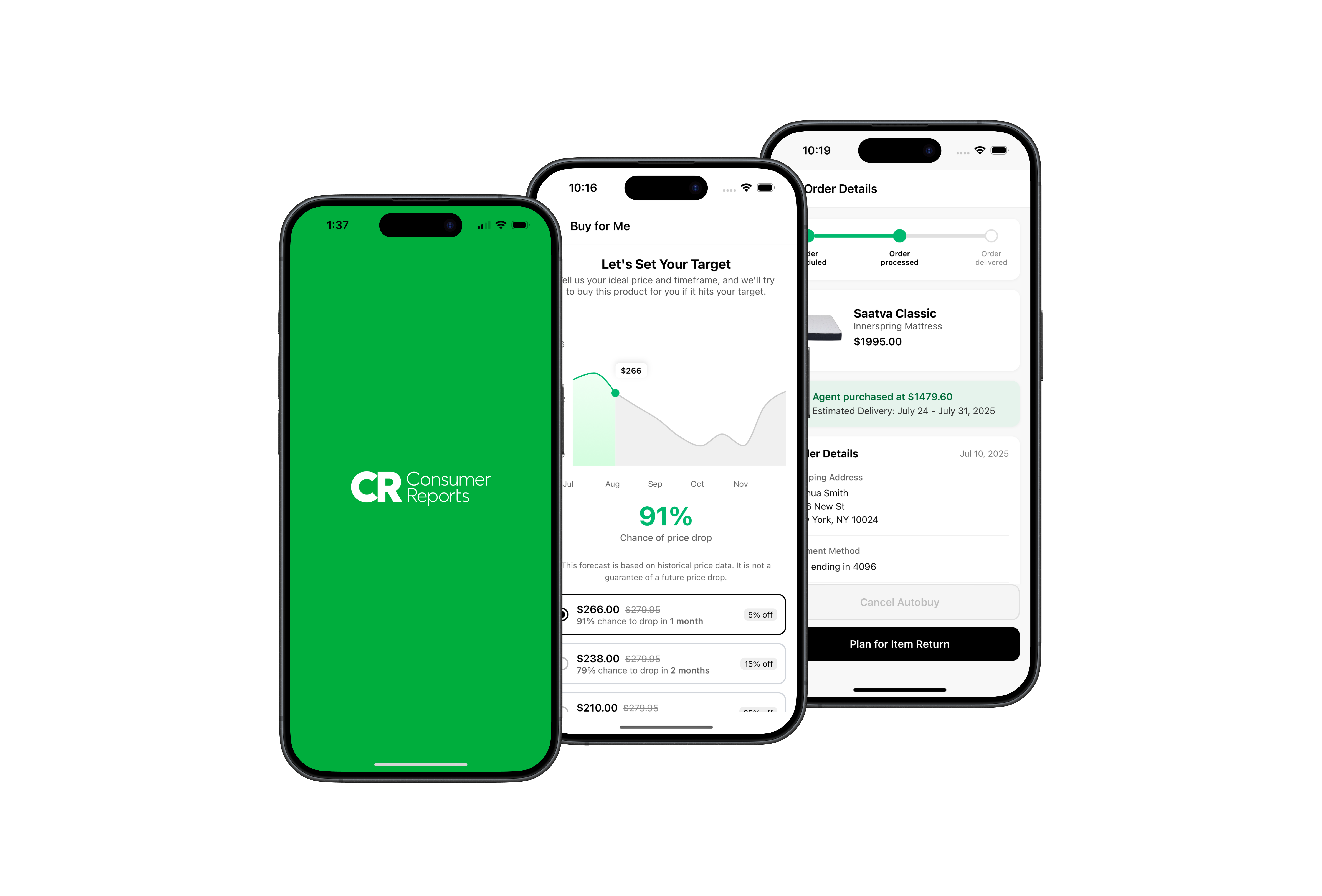 Best Time to Buy 2.0 app interface